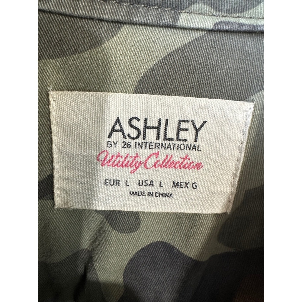 Ashley Utility Camo Jacket Military Epaulette Womens Large Green Excellent - Picture 2 of 5
